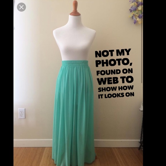 NWOT CHIFFON MAXI SKIRT , MINT - American Apparel - Picture 2 of 8